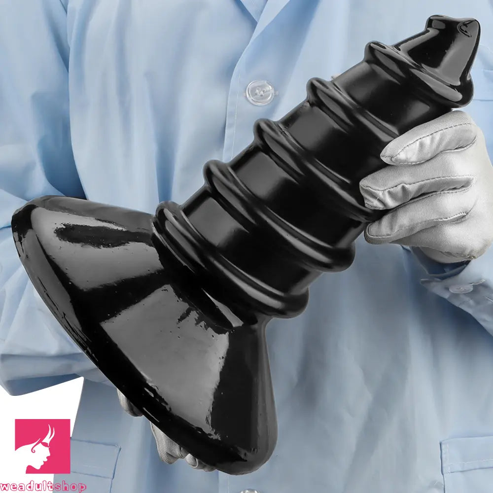 9.05in 11.22in Black Oversized Screw Giant PVC Penis Anal Plug Fat Dildo