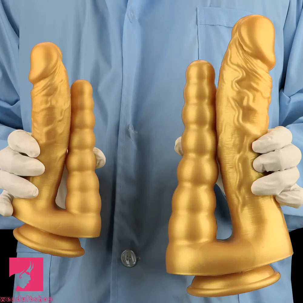 7.87in 10.43in Large Silicone Double-ended Dildo Soft Clit Masturbator