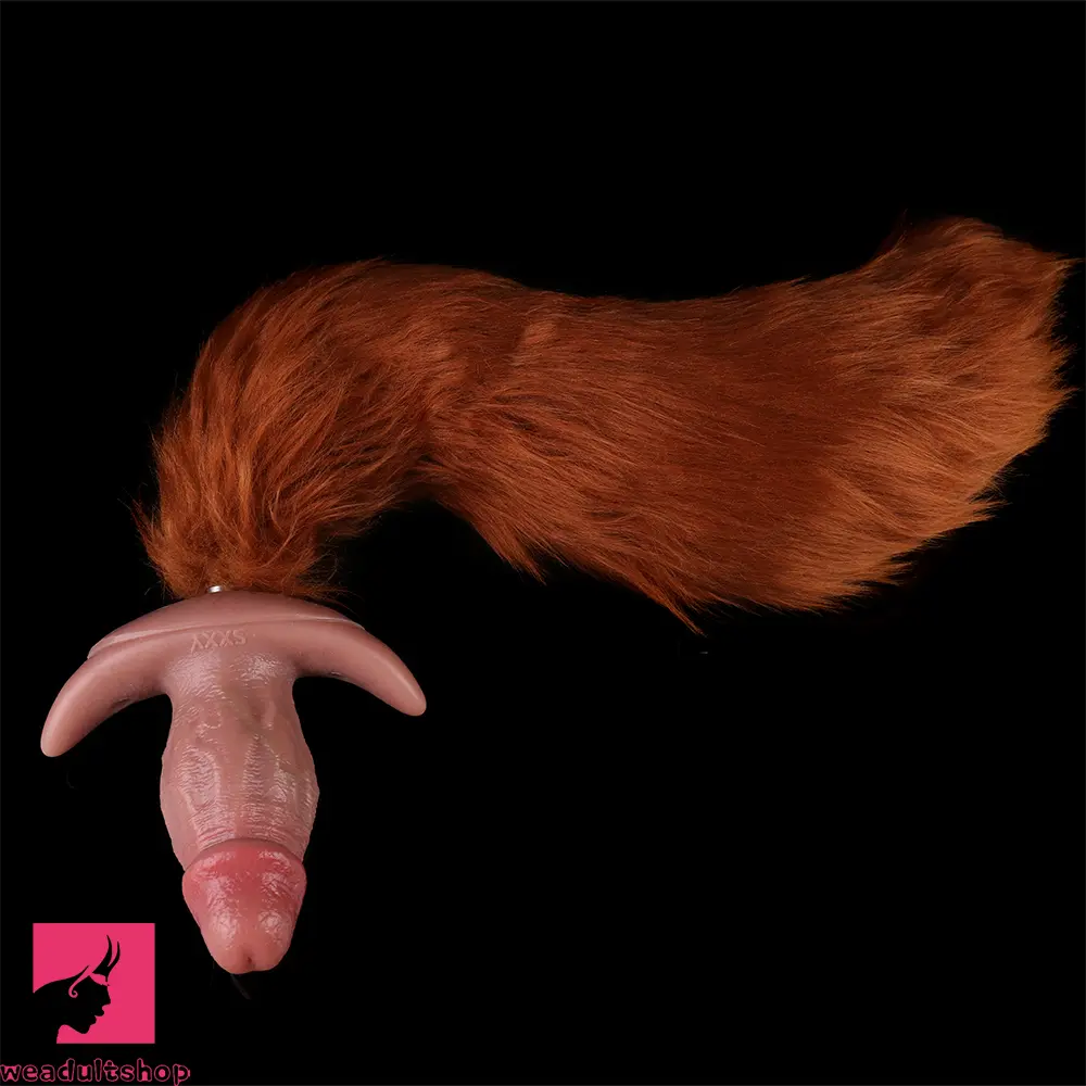 5.7in Male Using 10 Frequency Vibration Role Play Cock Dildo Tail Butt Plug