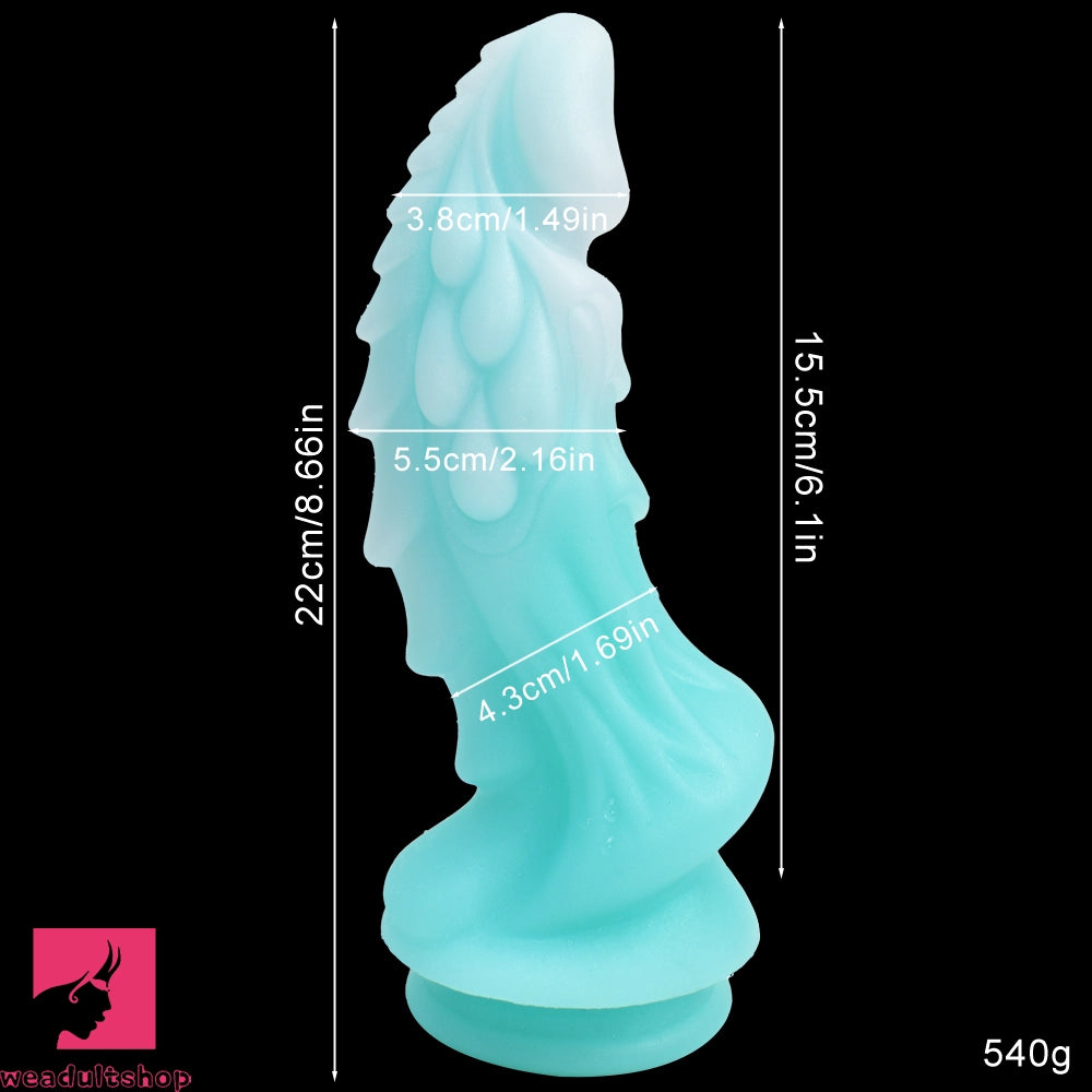 8.66in Luminous Soft Dragon Glowing Dildo Silicone Sex Toy For Prostate