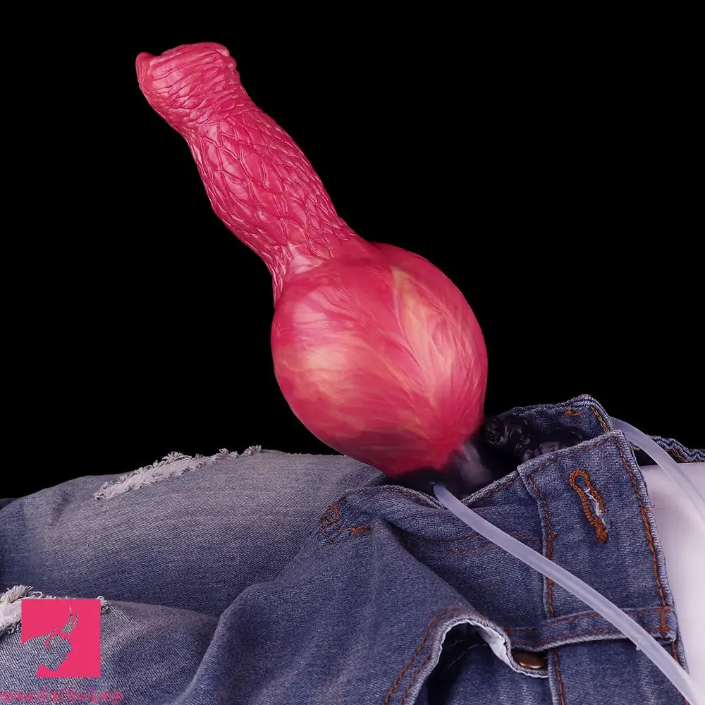 8.54in Fantasy Knotted Silicone Soft Big Dildo Ejaculating Penis Cock Toy