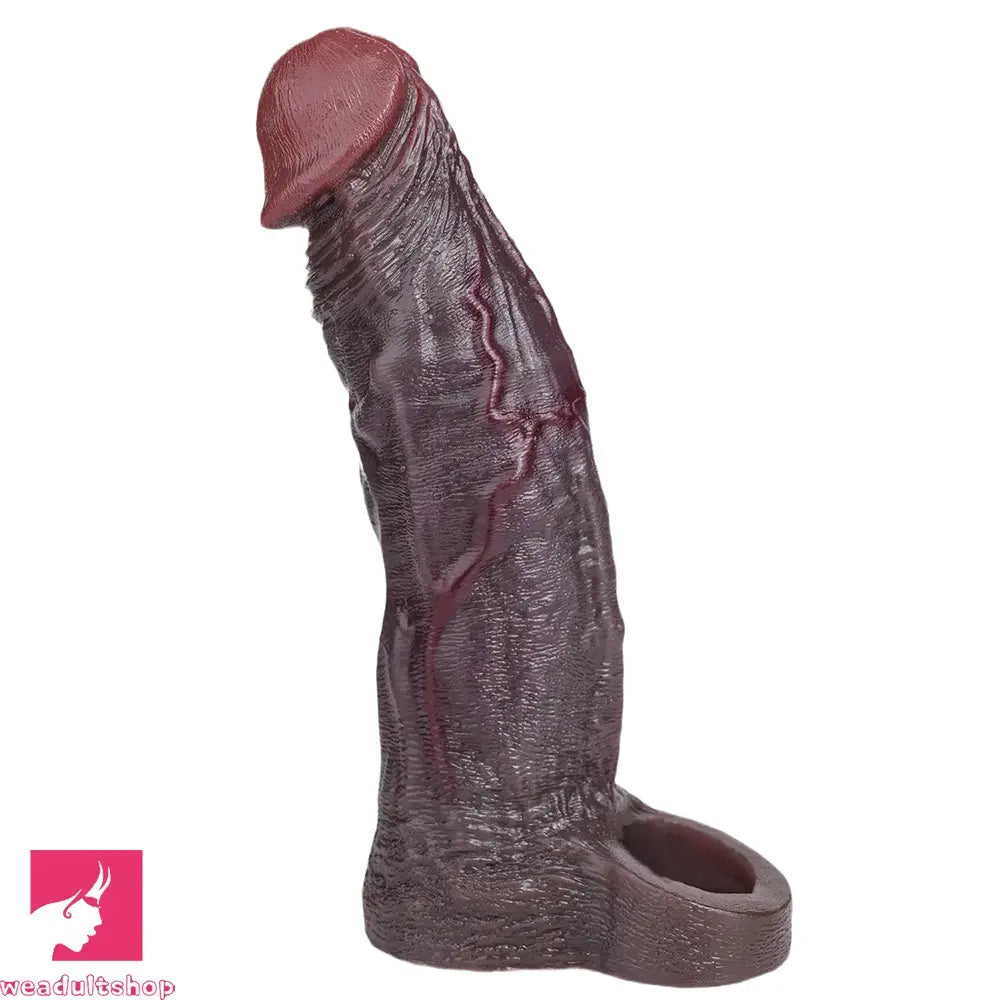 7.68in Reusable Silicone Penis Sleeve Super Soft Silicone Dildo Sleeve Toy