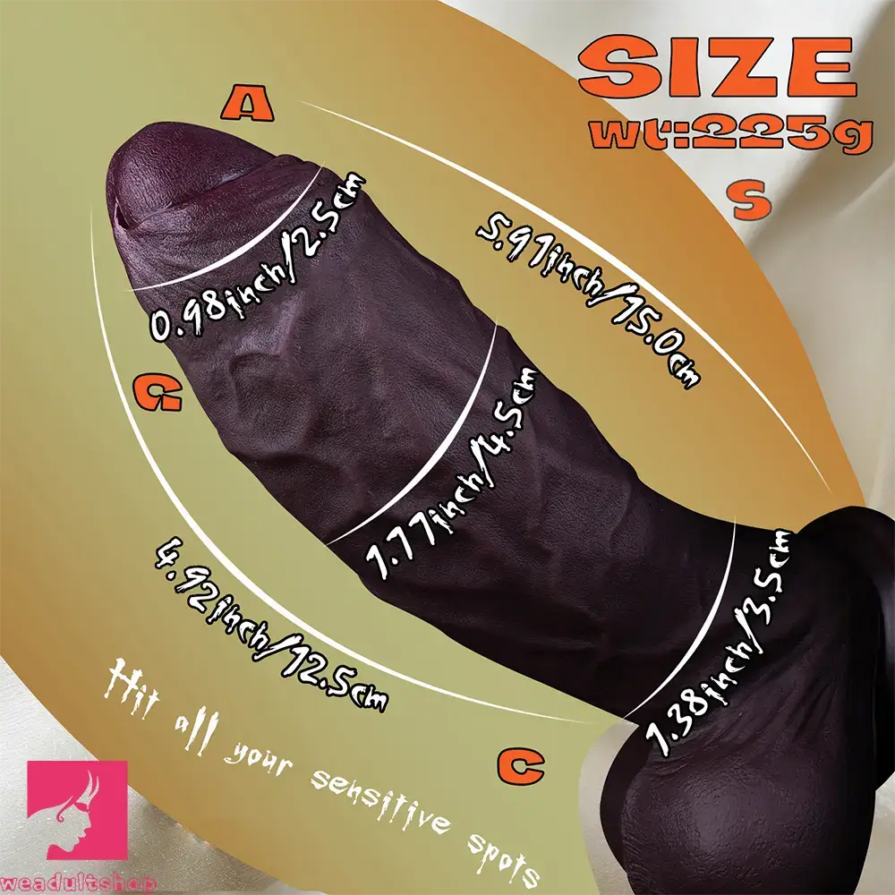 5.91in 7.48in 8.86in 10.43in Realistic Silicone Uncut Thick Dildo Sex Love Toy