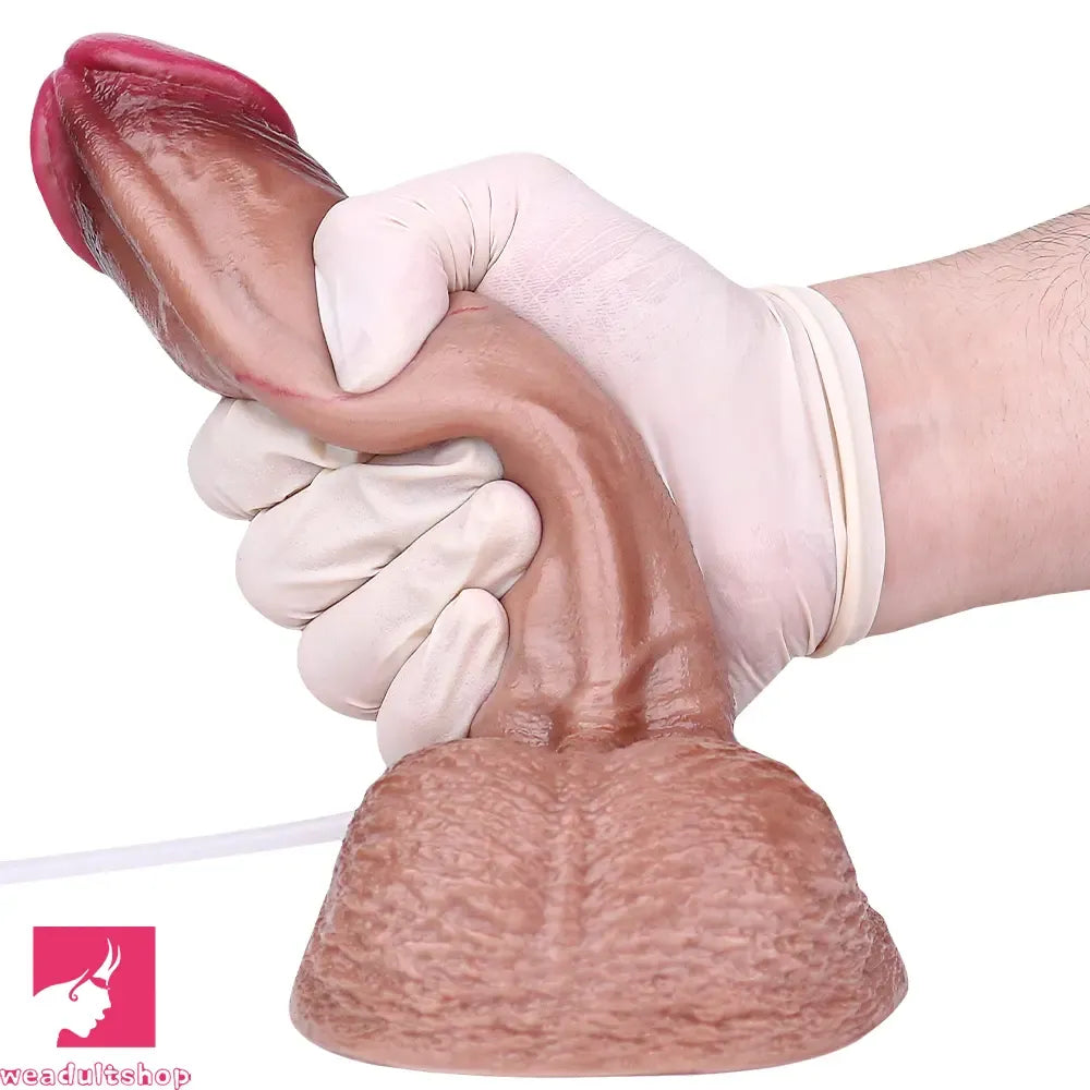 7.24in Double Density Silicone Soft Ejaculating Real Simulation Cock Dildo