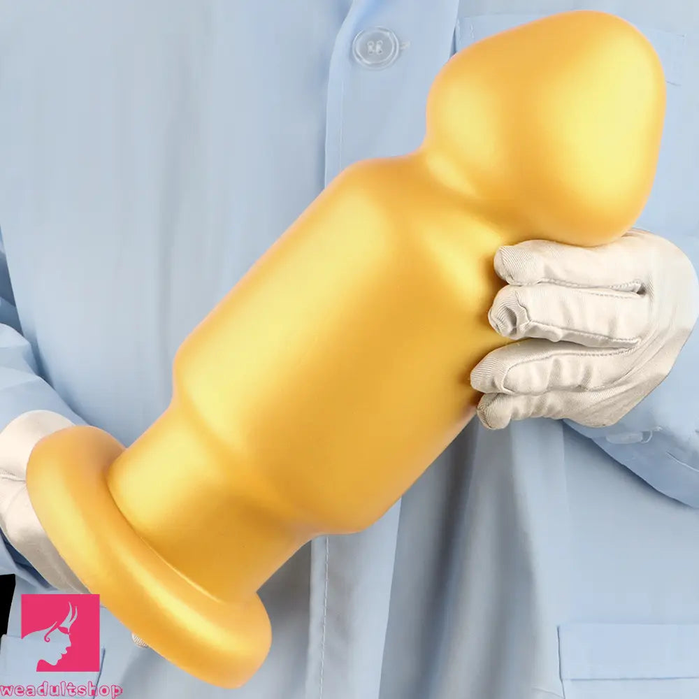 7.87in 11.22in Golden Silicone Soft Big Anal Plug Dildo For Clit Expansion