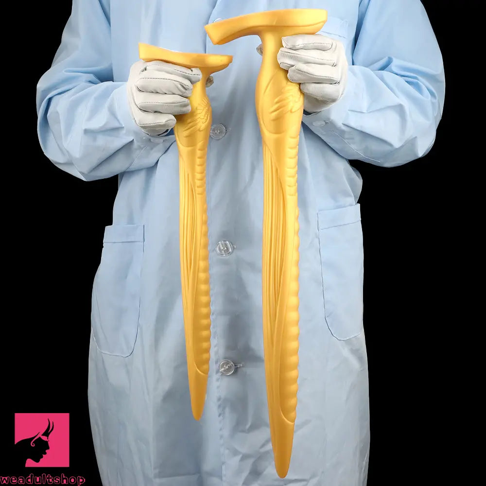 12.2in 16.14in 20.07in Gold Silicone Super Long Anal Dilator Dildo Huge Toy