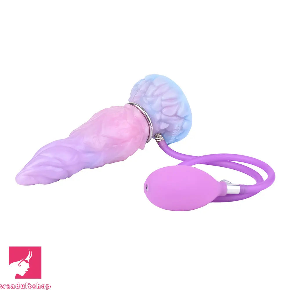 8.14in Squeeze Inflatable Alien Penis Big Fantasy Silicone Dildo For Clit