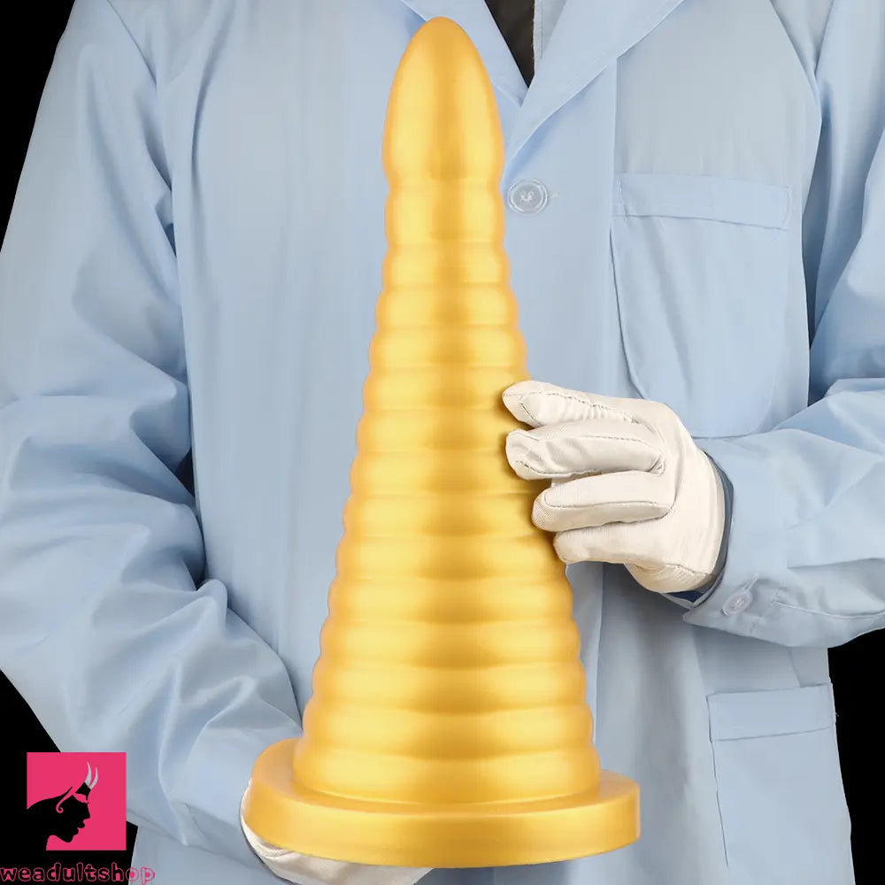 10.23in 14.56in Large Thread Gold Silicone Pagoda Thick Large Anal Dildo