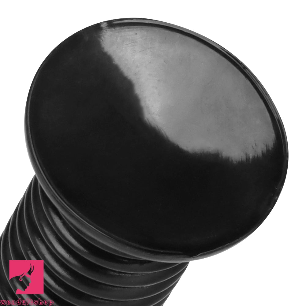 6.88in 9.84in Black Pointed Tip Threaded Big PVC Butt Plug Cock Dildo