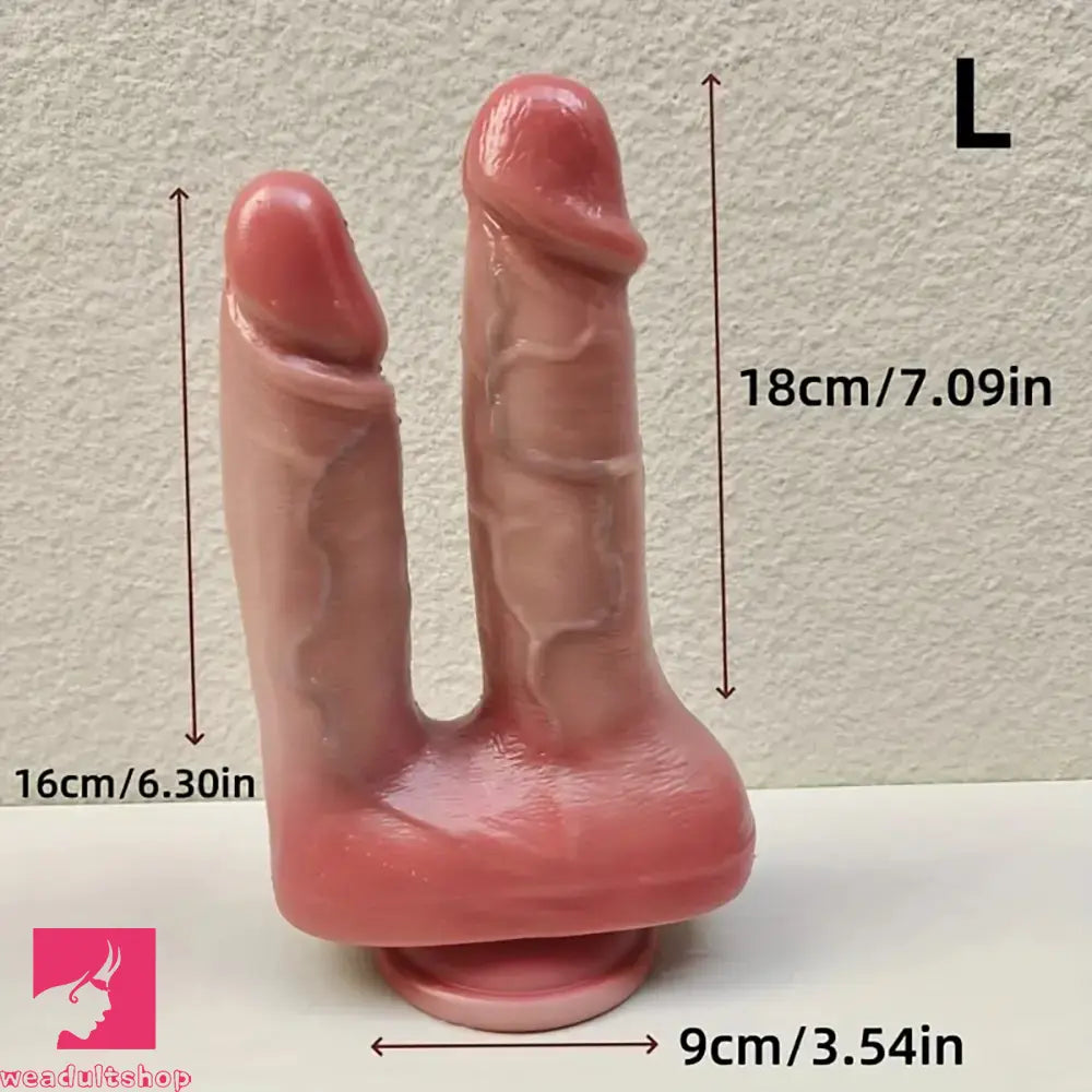 6.3in 7.09in Realistic Double Ended Dildo For Double Penetration Sex Game