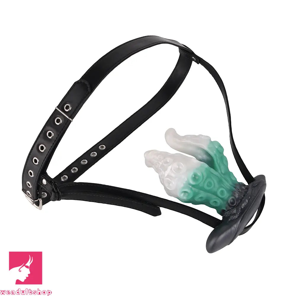 4.25in 5.15in 6.22in Odd Anchor Strap on Vibrating Mouth Gag Tentacle Dildo