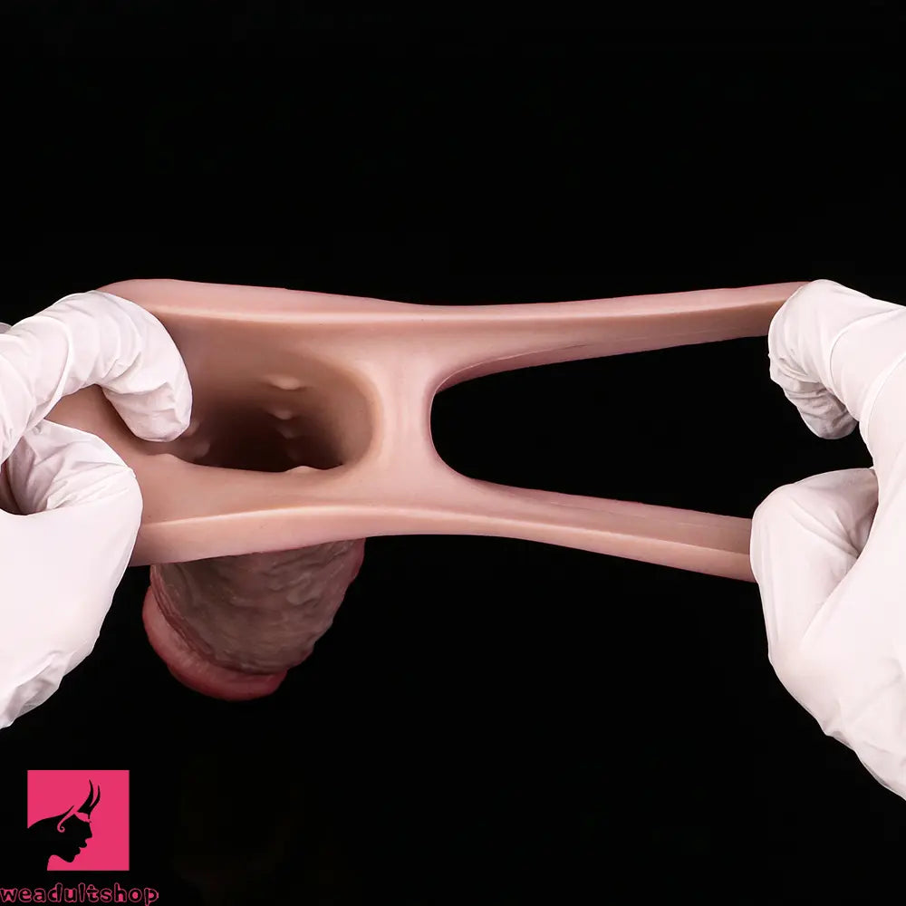 6.46in Simulated Genitals Blue Veins Hollow Cock Sleeve With Penis Ring