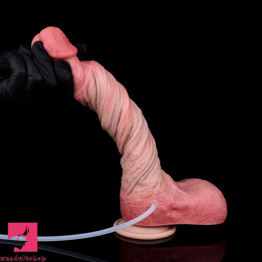 10.12in Couple Sex Game Toy Dual Density Silicone Ejaculating Real Dildo