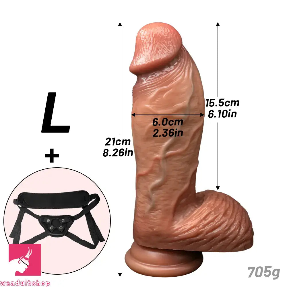 6.69in 7.48in 8.26in 9.25in Realistic Penis Strap on Thick Dildo Cock Toy