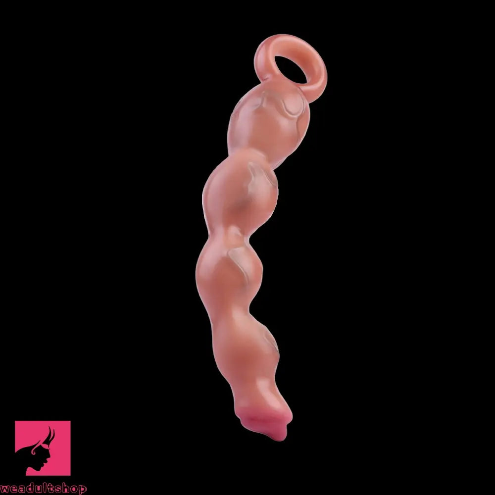 9.8in Big Vibrating Silicone Soft Pulling Beads Cock Dildo With 3 Motors