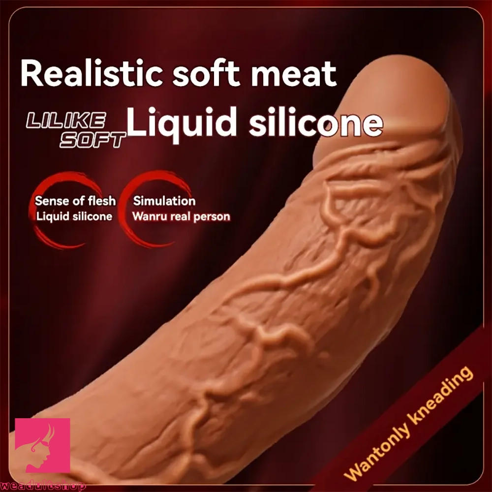 8in Realistic Texture Liquid Silicone Dildo Soft Elastic Cock Lifelike Sex Toy