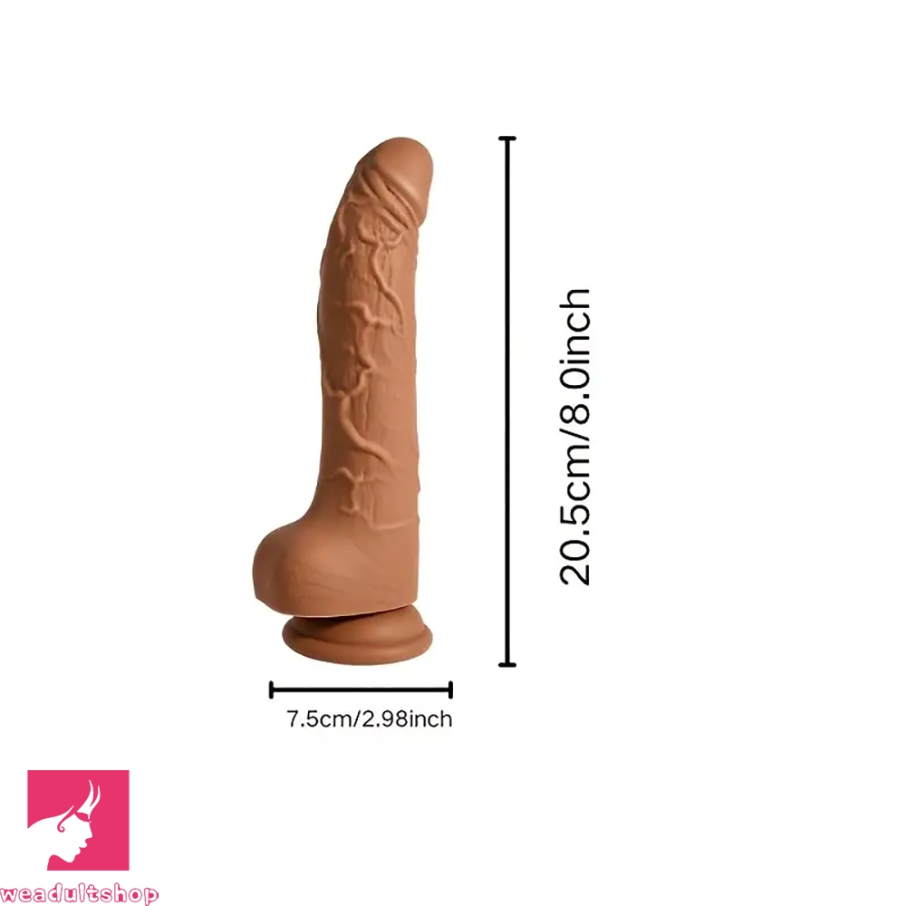 8in Realistic Texture Liquid Silicone Dildo Soft Elastic Cock Lifelike Sex Toy