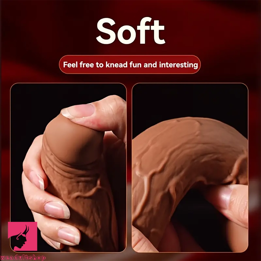 8in Realistic Texture Liquid Silicone Dildo Soft Elastic Cock Lifelike Sex Toy