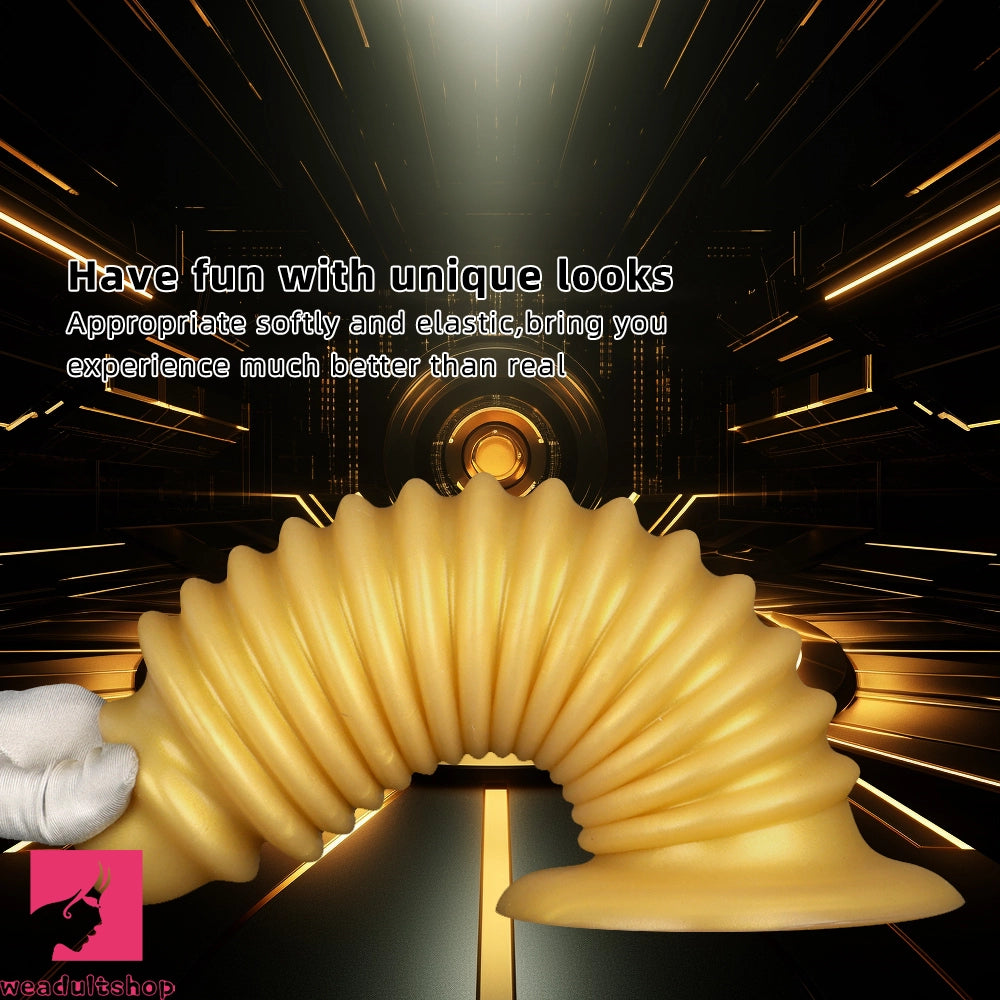 6.88in 9.84in Gold Silicone Threaded Giant Dildo Butt Plug For Anal Expand