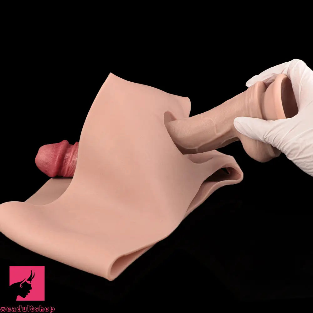 7.44in Hollow Penis Dildo Sleeve Silicone Soft Pants Sex Toy For Women