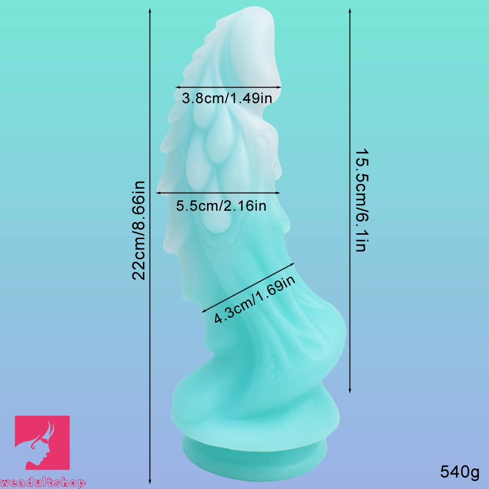 8.66in Luminous Soft Dragon Glowing Dildo Silicone Sex Toy For Prostate