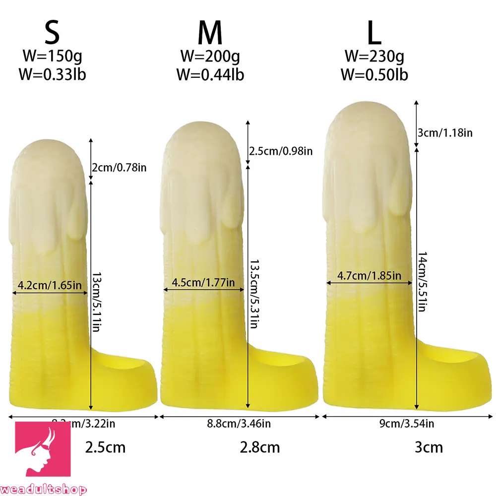 5.11in 5.31in 5.51in Banana Fantasy Hollow Dildo Sleeve Liquid Silicone Sleeve
