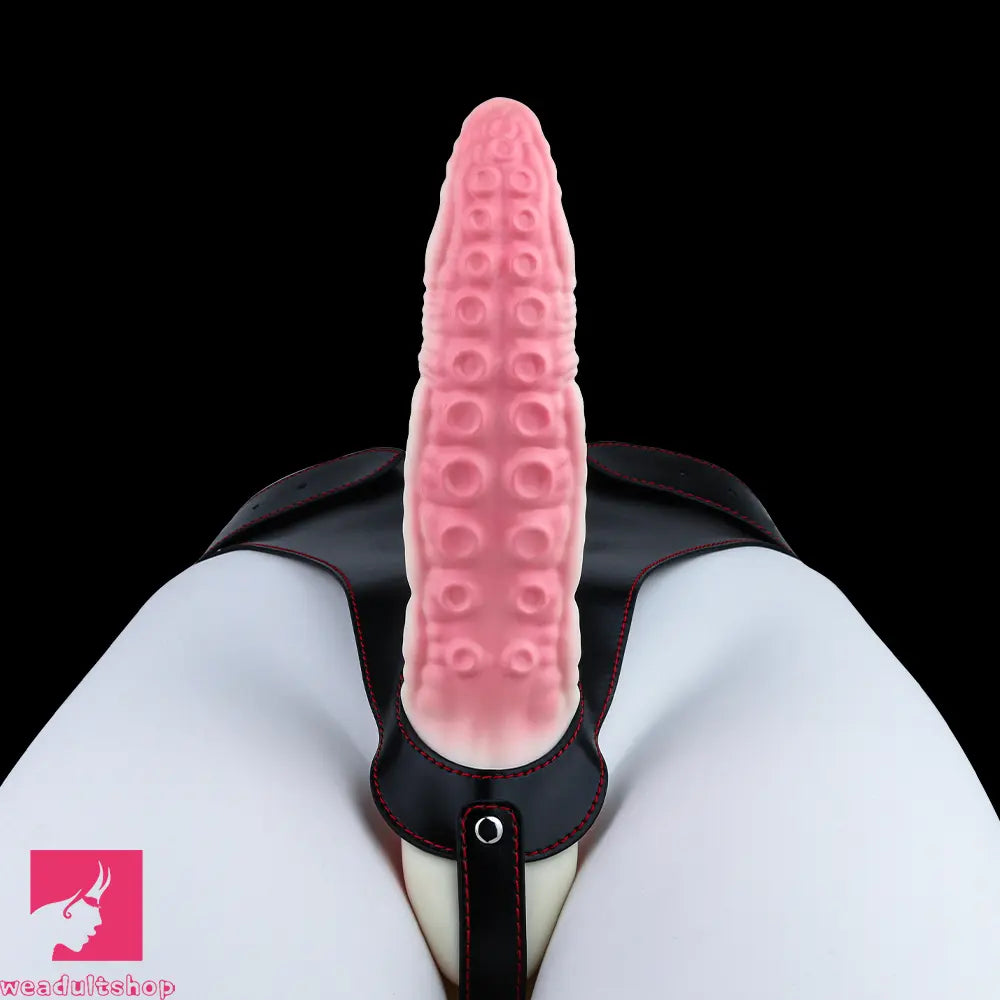 6.5in Tentacle Strap on Vibrating Dildo Natural Curved Soft Cock Toy