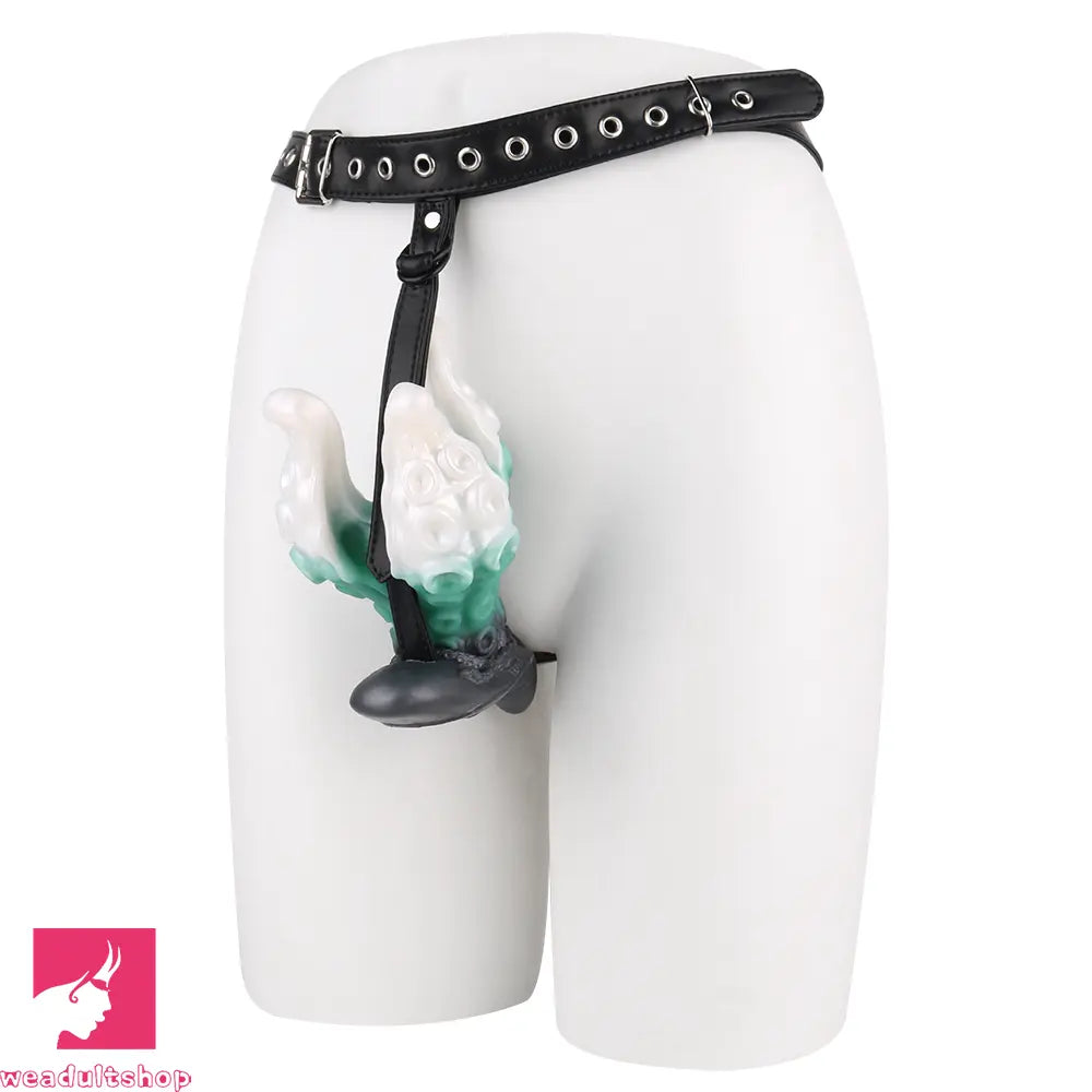 4.25in 5.15in 6.22in Odd Anchor Strap on Vibrating Mouth Gag Tentacle Dildo