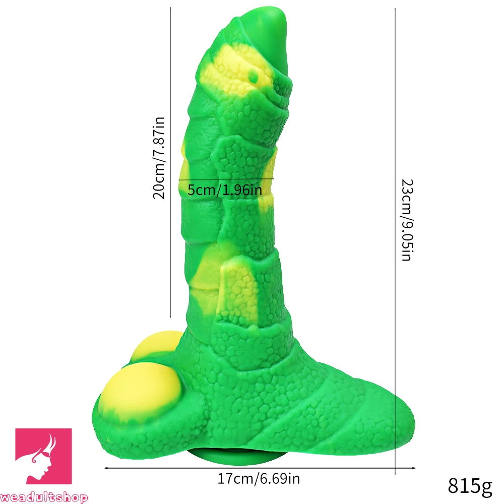 7.08in 9.05in Uncut Big Monster Animal Soft Silicone Luminous Clit Dildo