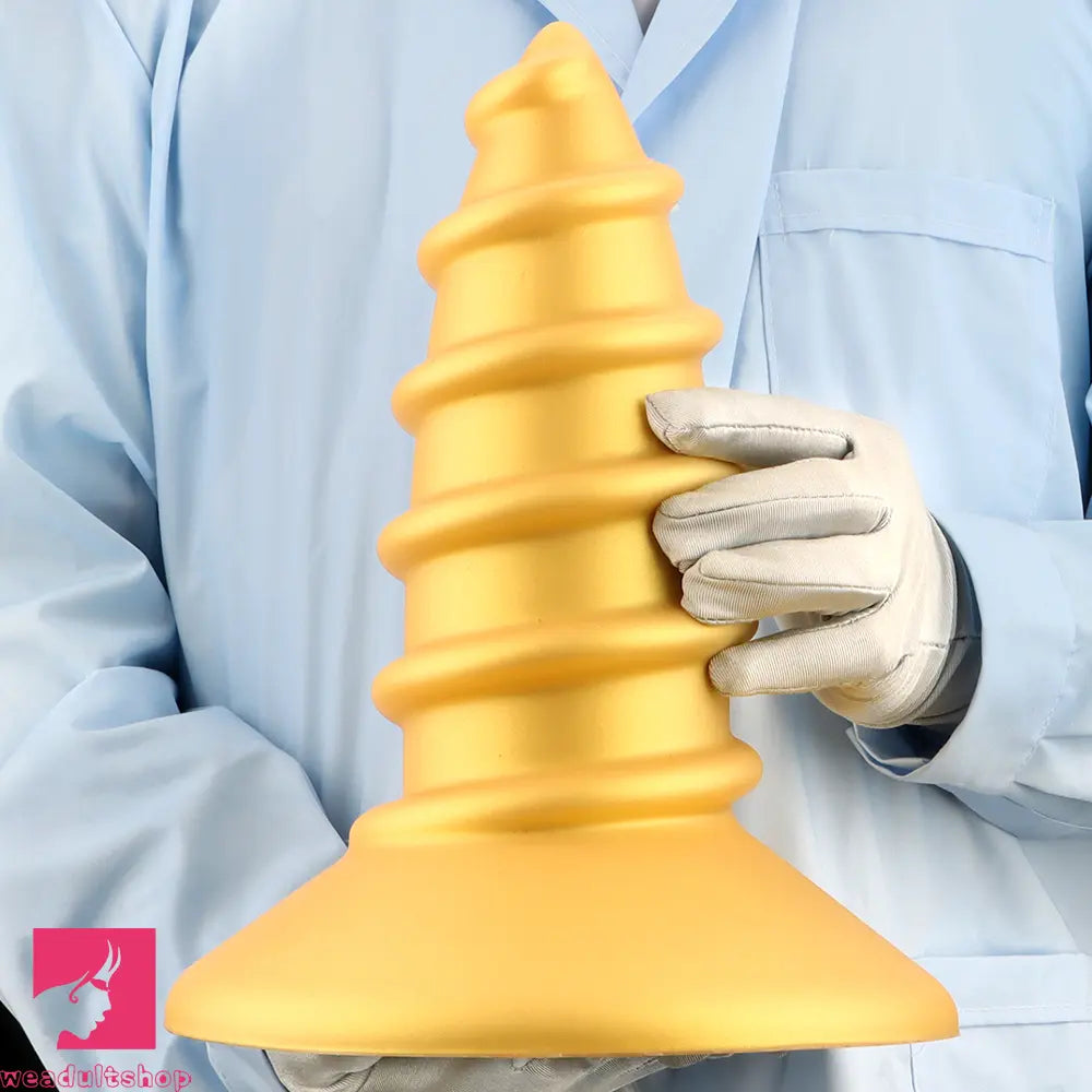 9.05in 11.22in Gold Silicone Screw Giant Cock Anal Plug Thick Fisting Dildo