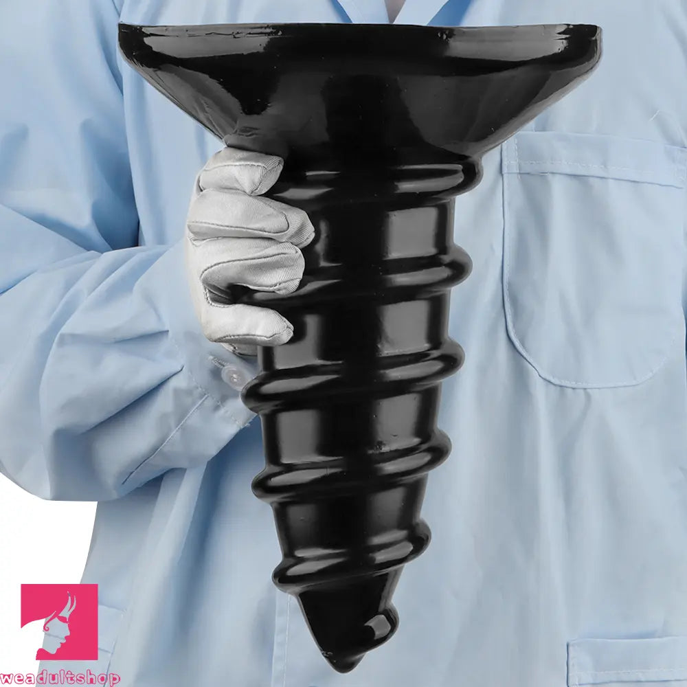 9.05in 11.22in Black Oversized Screw Giant PVC Penis Anal Plug Fat Dildo