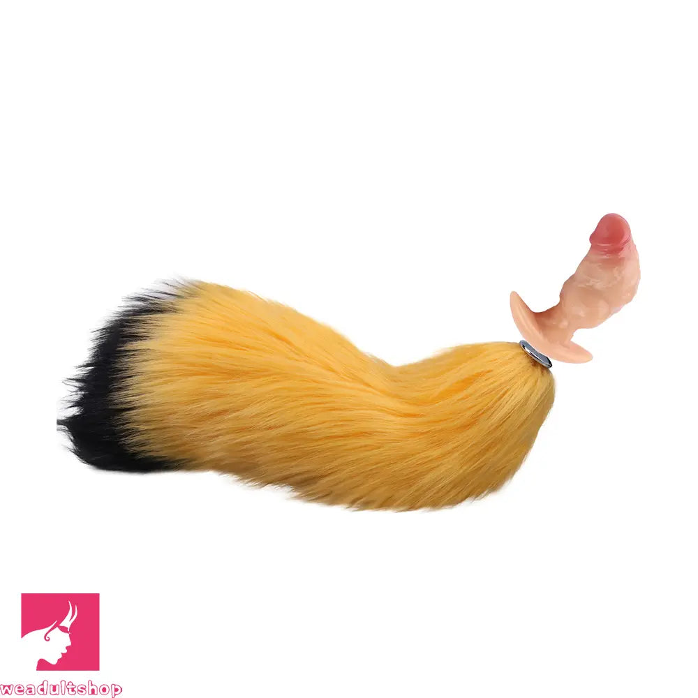 4.1in Fox Tail Wear Anchor Silicone Dildo Butt Plug For BDSM Role Sex Toy