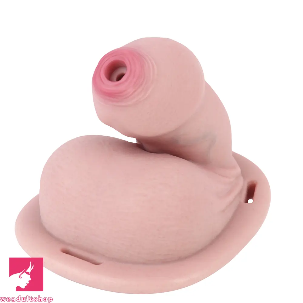 5.11in Real Hollow Chastity Cage Dildo Uncut Glans Couples Masturbator