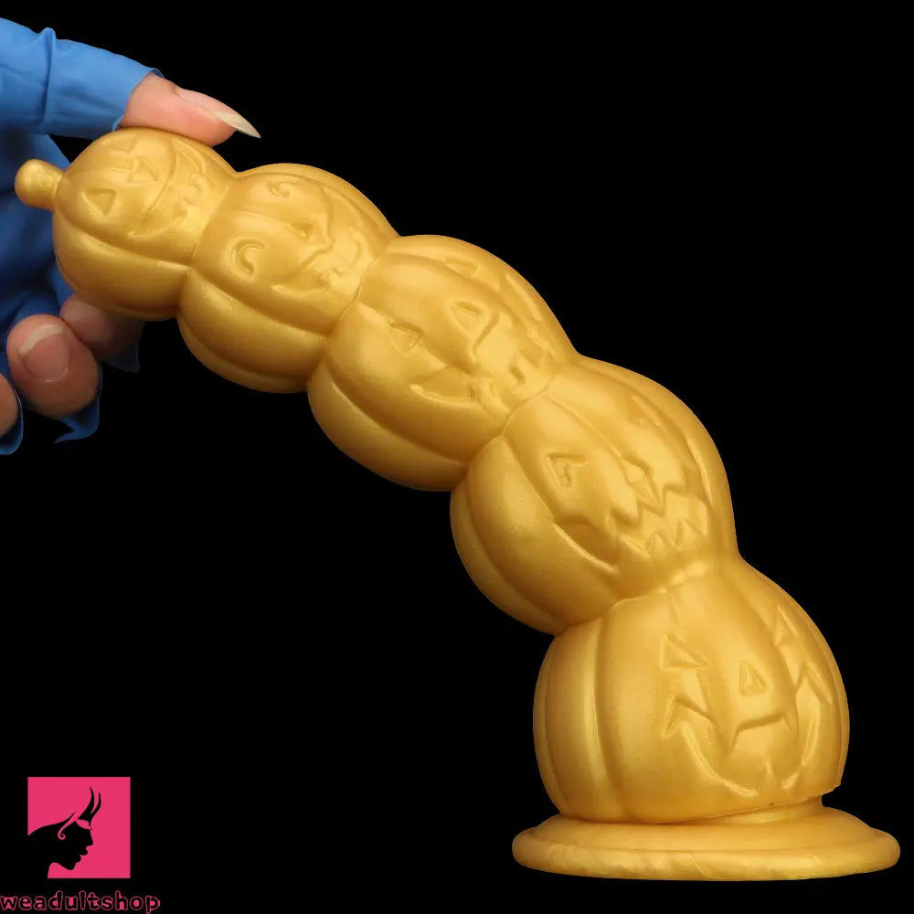 7.28in 8.66in 9.84in Golden Silicone Halloween Pumpkin Anal Odd Dildo