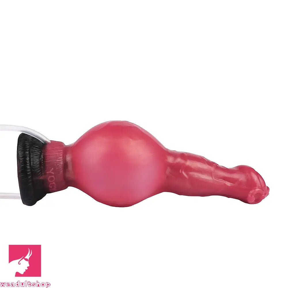 7.08in Wolf Silicone Soft Ejaculating Inflatable Knot Dildo For Adults Love