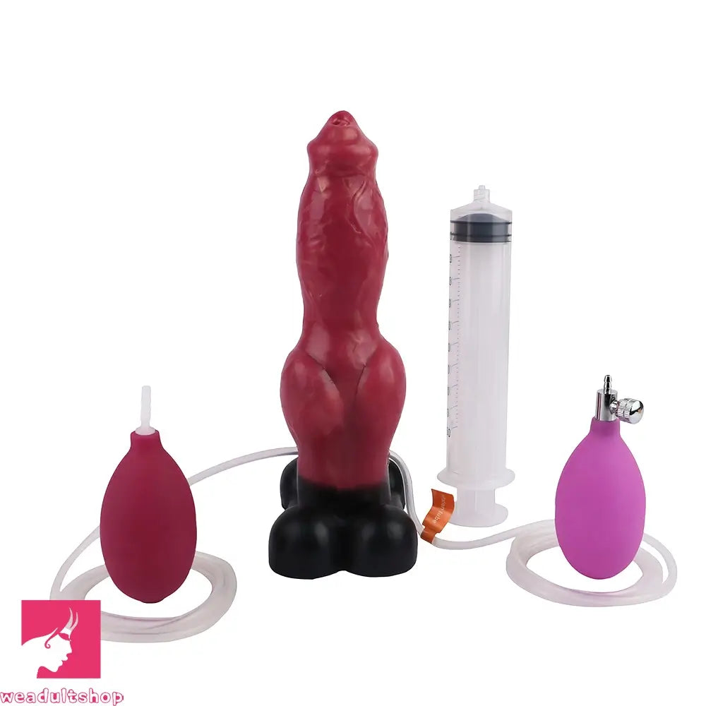 7.24in 9.21in Ejaculating Inflatable Dog Knot Silicone Soft Penis Odd Dildo