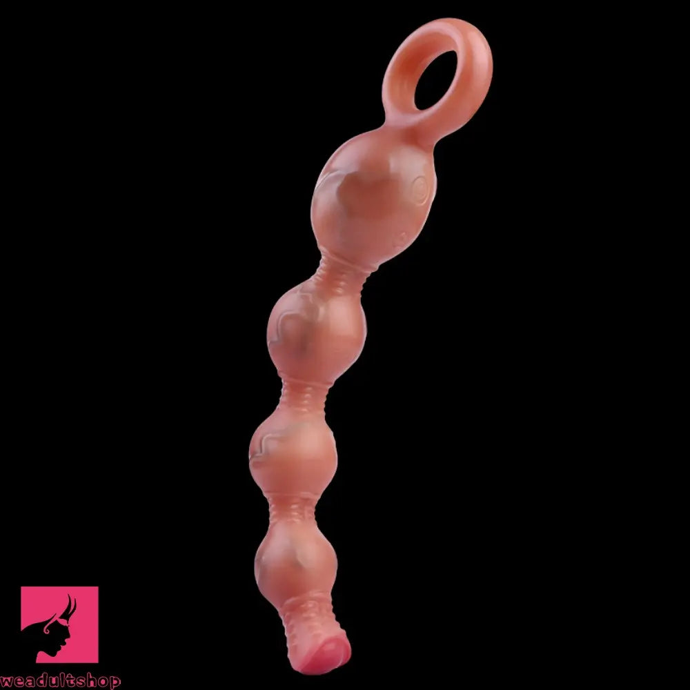 10.5in Big Vibrating Silicone Soft Pulling Beads G Spot Dildo With 3 Motors