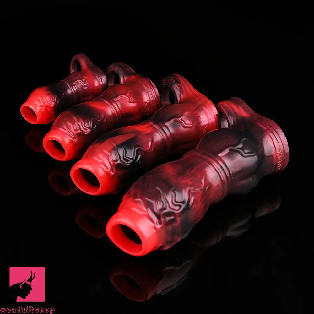 3.54in 4.72in 5.51in 6.69in Dog Knot Silicone Soft Dildo Sleeve Penis Extender