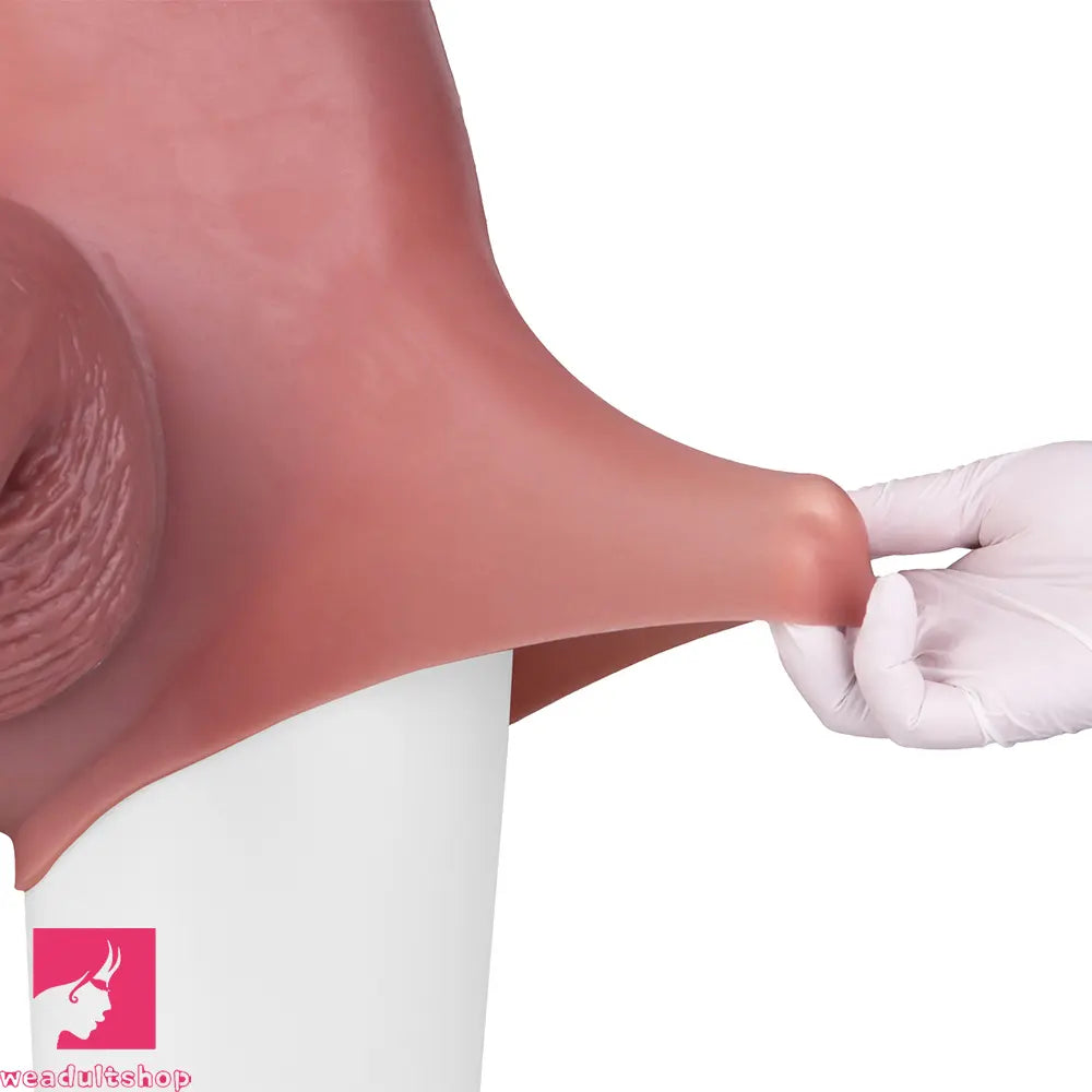 9.6in Hollow Leather Pants Strap on Dildo Liquid Silicone Dildo Cock