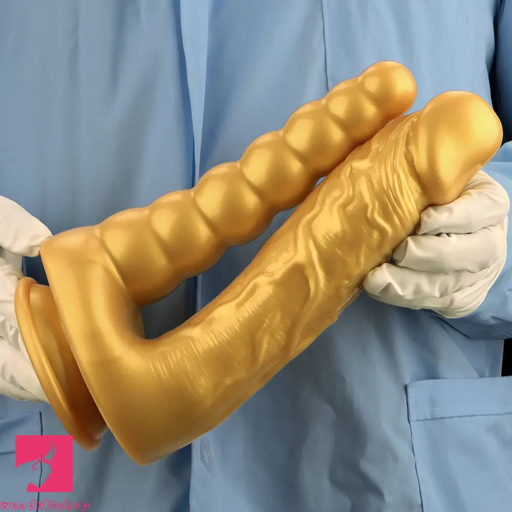 7.87in 10.43in Large Silicone Double-ended Dildo Soft Clit Masturbator