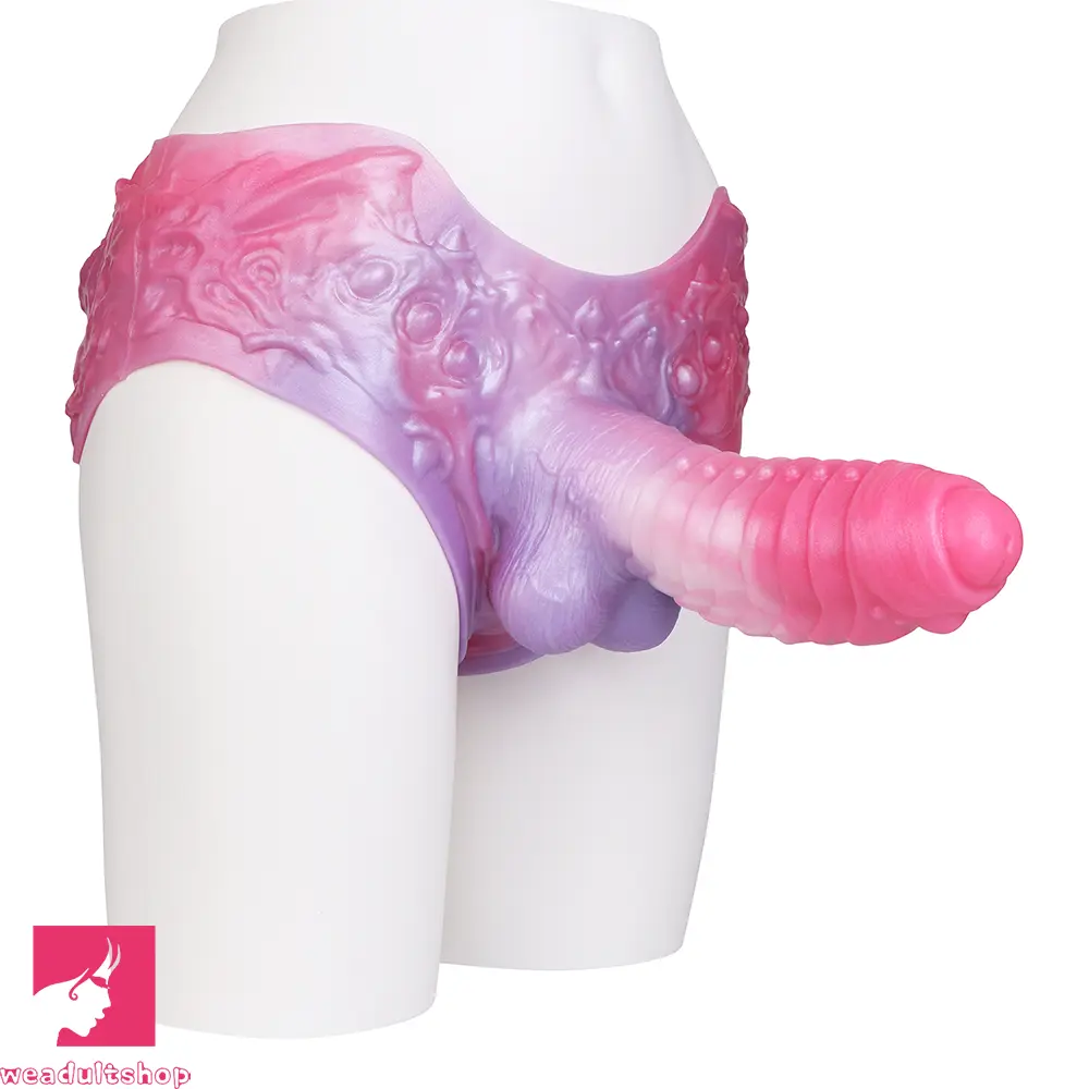 9.05in Hollow Spiked Uncut Strap on Dildo Silicone Dildo For Anus Cock