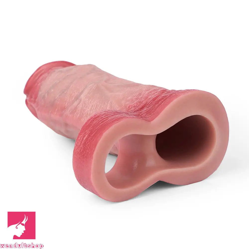 7.28in Flesh Lifelike Male Penis Sleeve Dildo For Prolong Ejaculating Toy