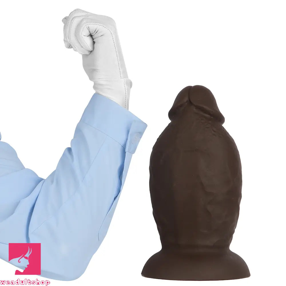 5.9in 8.66in 10.03in Coffee Eggless Large Anal Plug Penis Silicone Anal Dildo
