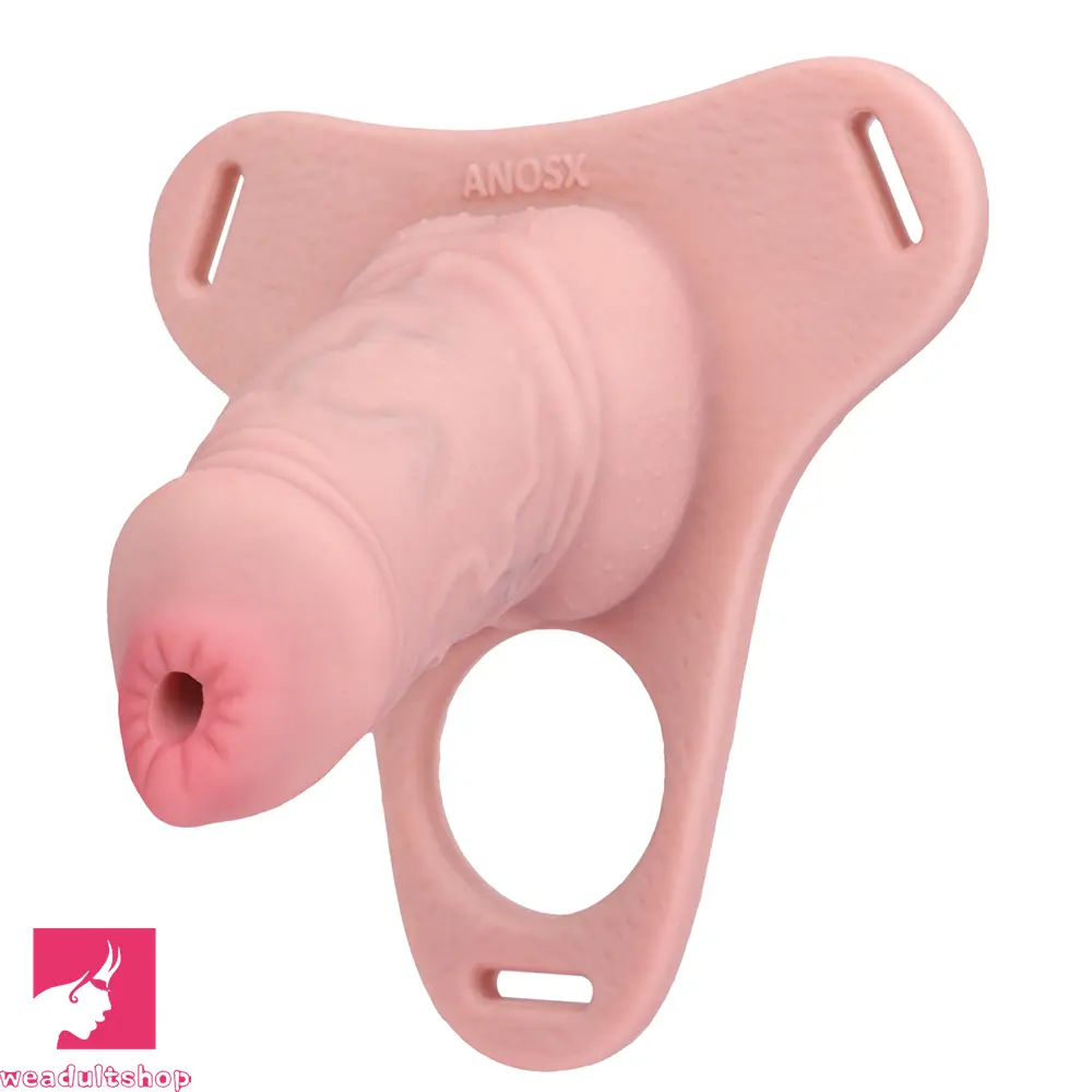 3.54in Silicone Soft Real Penis Cage Strap on Chastity Dildo With Lock