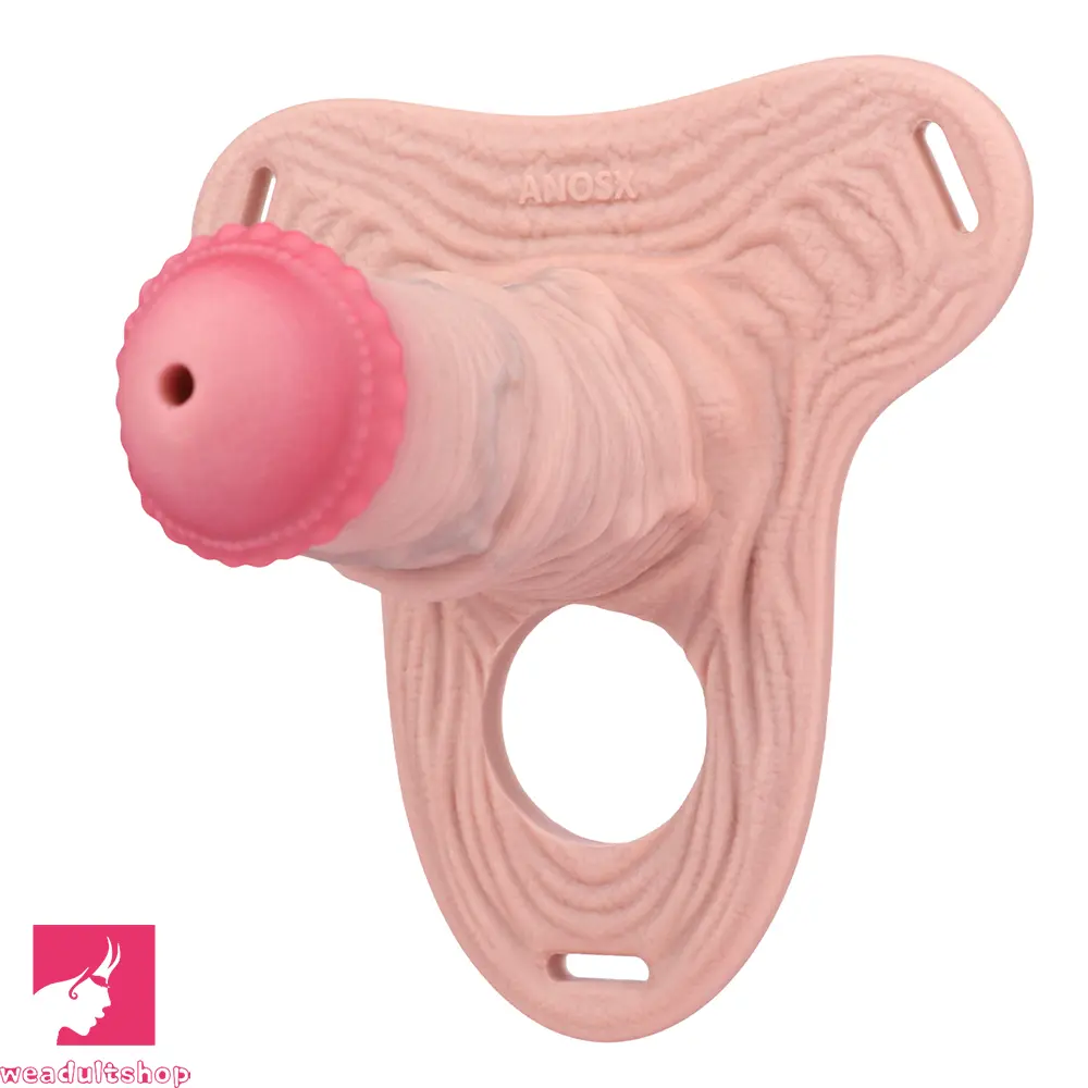 5.7in Silicone Horse Penis Male Cage Strap on Chastity Dildo With Lock