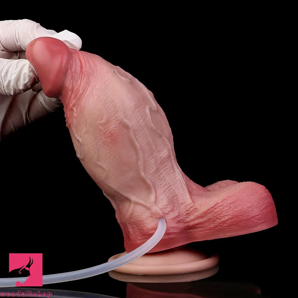 6.5in Liquid Thick Cock Real Silicone Double Layer Realistic Cumming Dildo