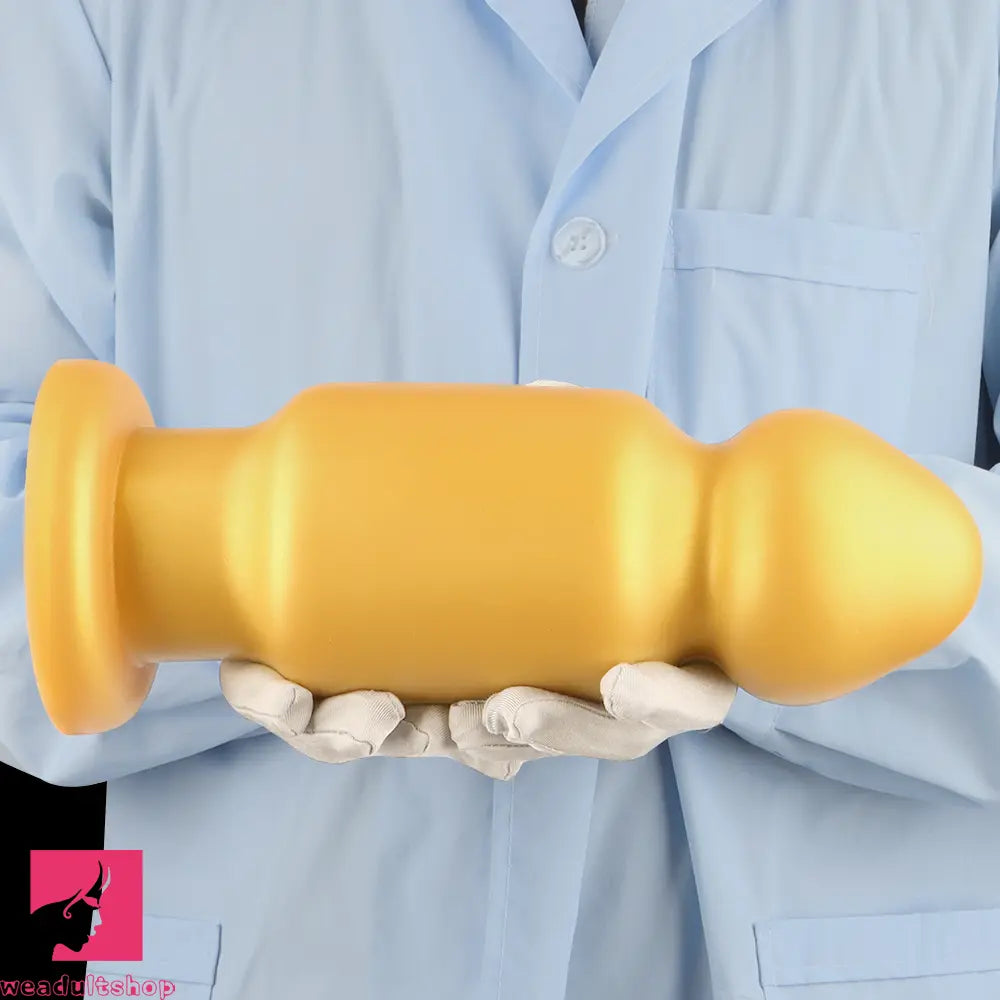 7.87in 11.22in Golden Silicone Soft Big Anal Plug Dildo For Clit Expansion
