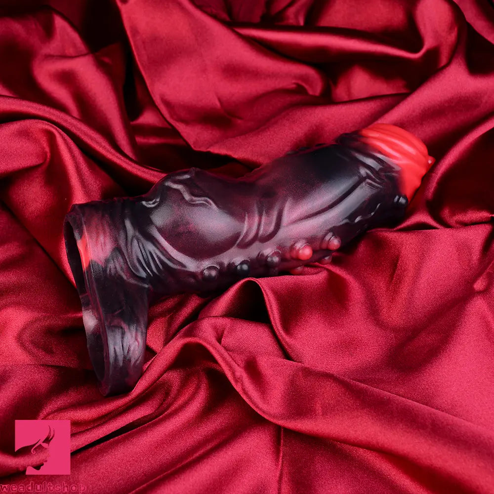 5.91in Silicone Vibrating Dog Tentacle Dildo Sleeve Knot Dildo With Cock Ring