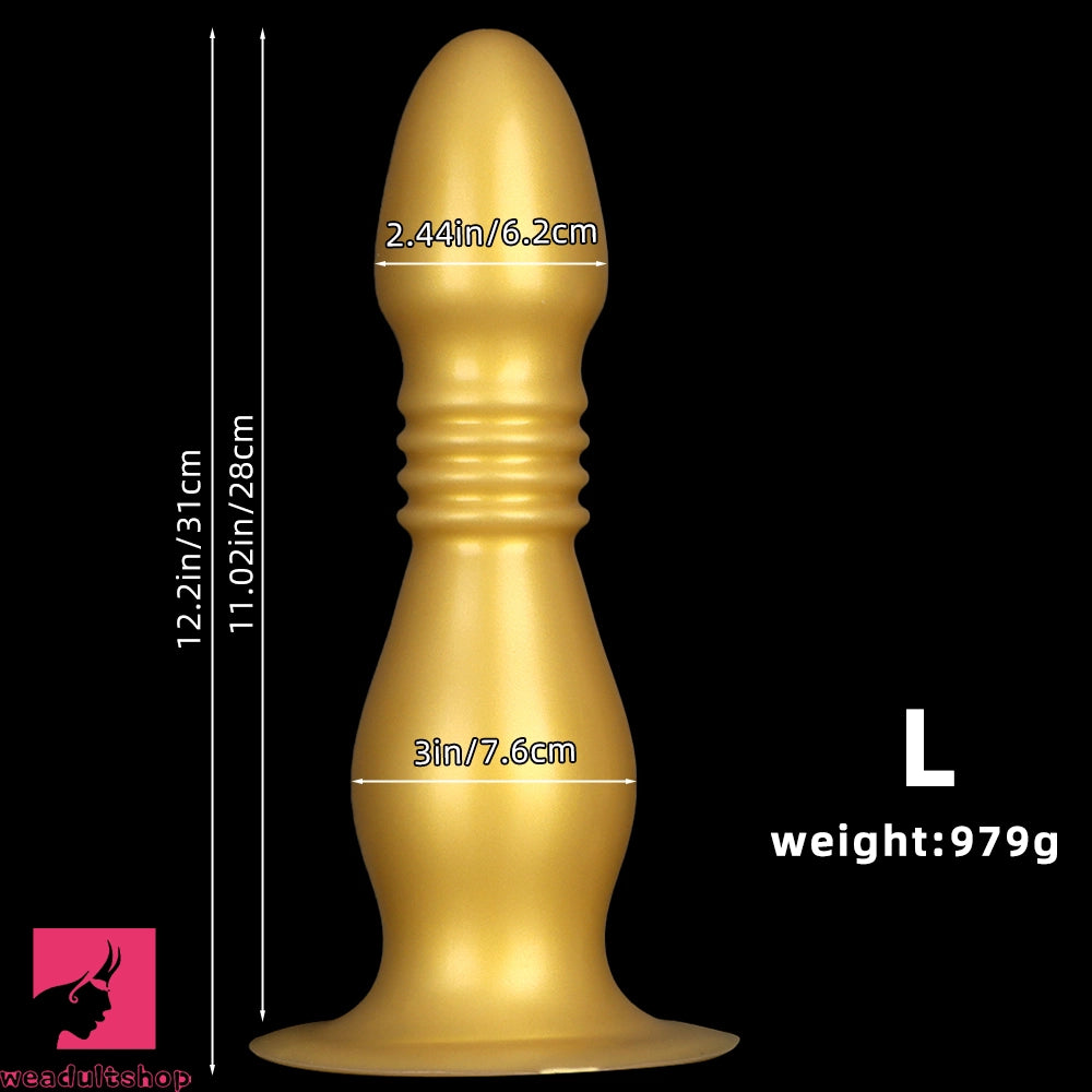 8.66in 12.2in Large Head Anal Dilation Silicone Soft Anal Plug Cock Dildo
