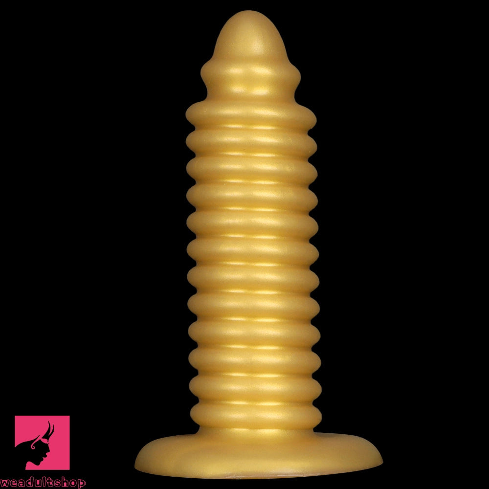 6.88in 9.84in Gold Silicone Threaded Giant Dildo Butt Plug For Anal Expand